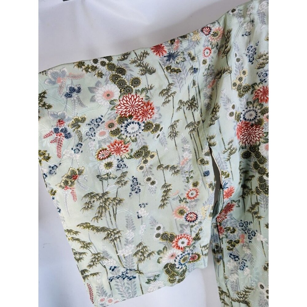 Vintage Handmade Rainbow Oriental Floral Kimono Robe Cottagecore Boho - Picture 3 of 7